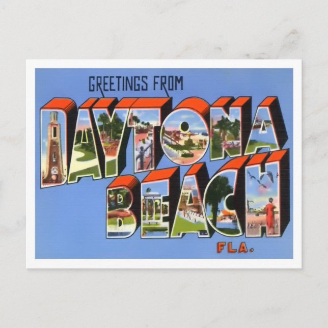 Postal Daytona Beach, Florida Vintage Big Letters (Anverso)