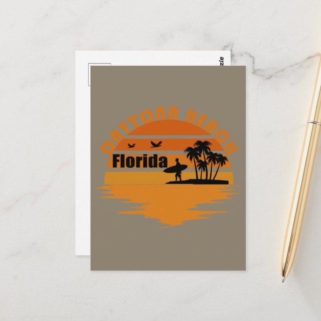 Postal Daytona playa vintage sunset retro paisaje (Anverso/Reverso In Situ)