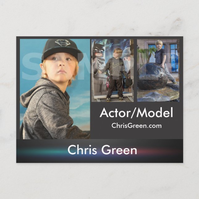 Postal de 2 caras de actor y comp. de toma de cabe (Anverso)