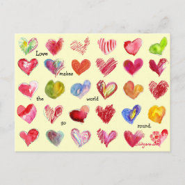 Postal de 30 corazones de la tarjeta del día de