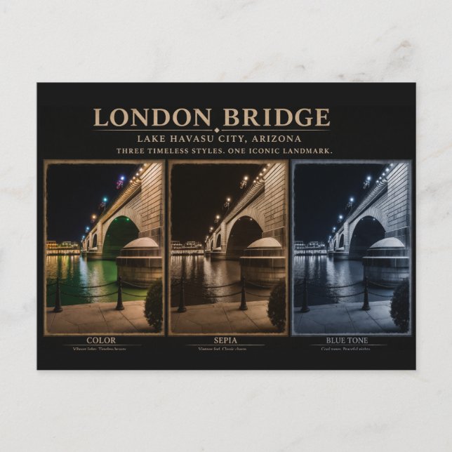 Postal de 3 fotos del Puente de Londres (Anverso)