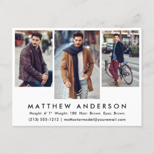 Postal de 3 tarjetas comp de foto de actor de mode