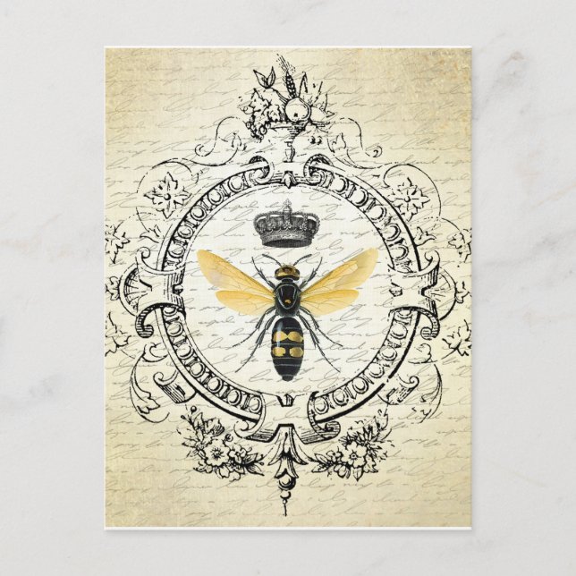 Postal de abeja francesa vintage (Anverso)