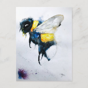 postal de abejas con burbujas