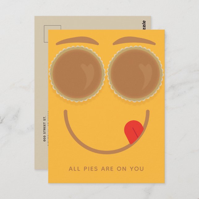 Postal de Acción de Gracias de Pie Eyes (Anverso / Reverso)