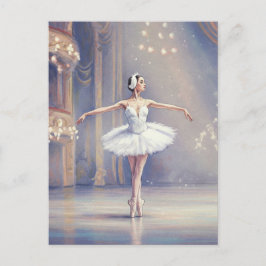 Postal de acuarela del ballet Lago de los Cisnes B