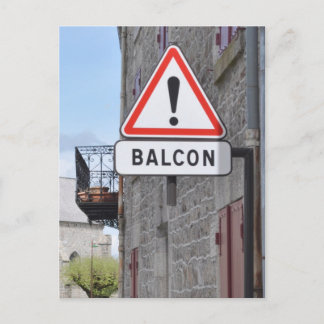 postal de advertencia de balcón