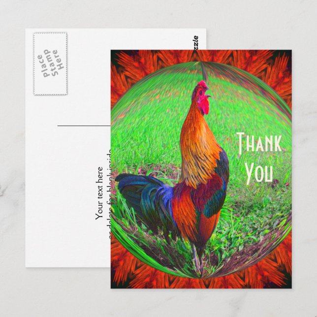 Postal de agradecimiento del gallo abstracto de la (Anverso / Reverso)
