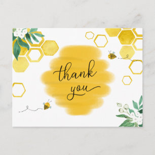 Postal de agradecimiento para Honey Bee Floral Bab