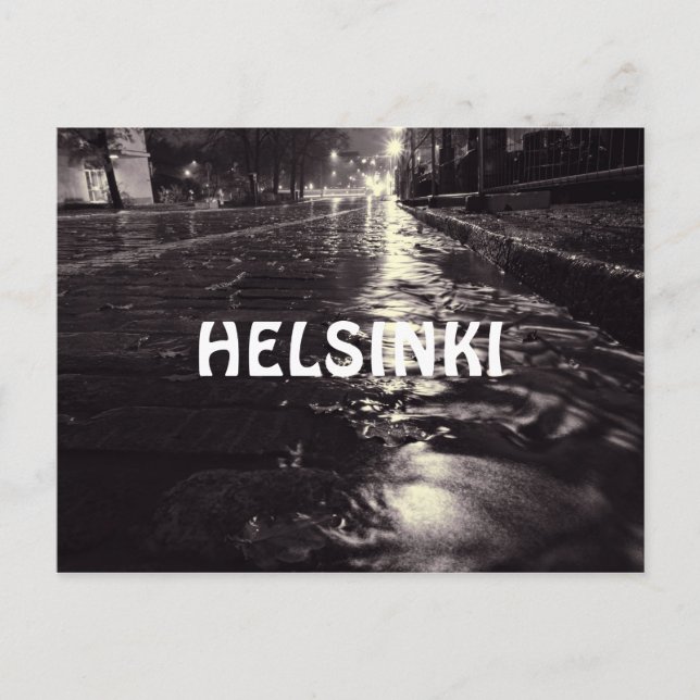 Postal de agua de lluvia que fluye en una calle de (Anverso)