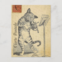 Postal de ajuste de fideo de gato francés vintage 