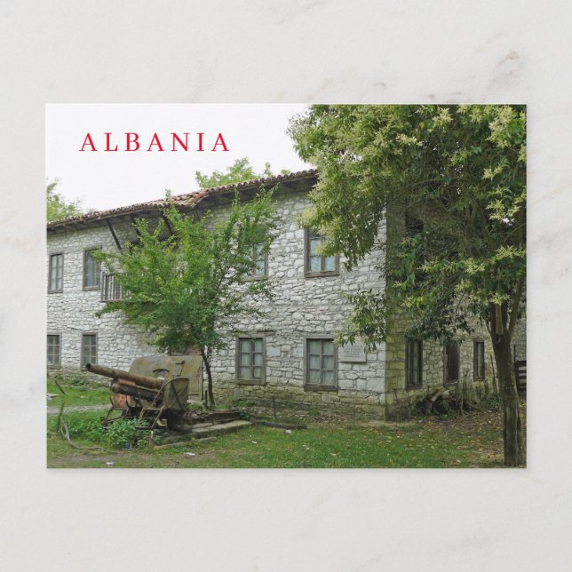 Postal de Albania vista del edificio de Peza (Anverso)