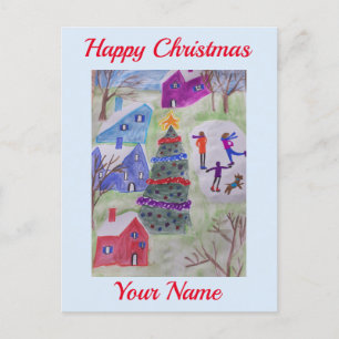 Postal de aldea de navidades