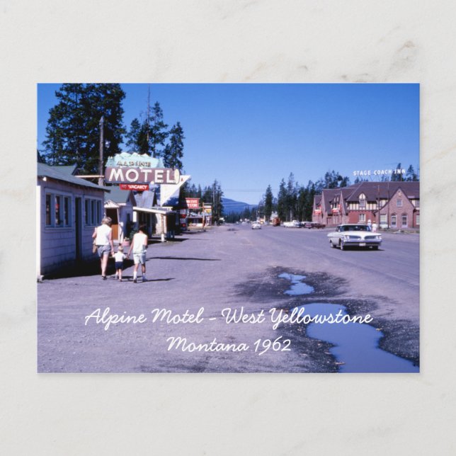 postal de Alpine Motel West Yellowstone (Anverso)