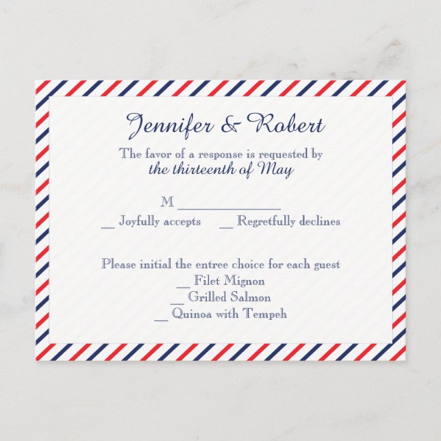 Postal de Americana Hearts Wedding RSVP (Anverso)