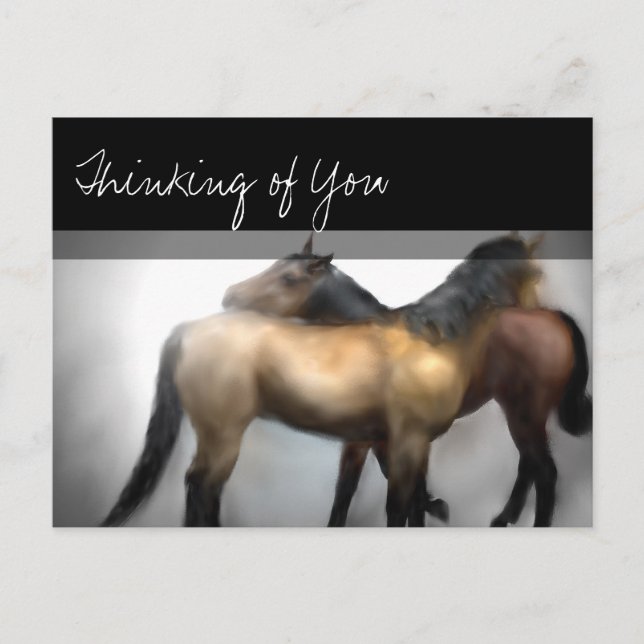 Postal de amistad de amor a los caballos - Pensand (Anverso)