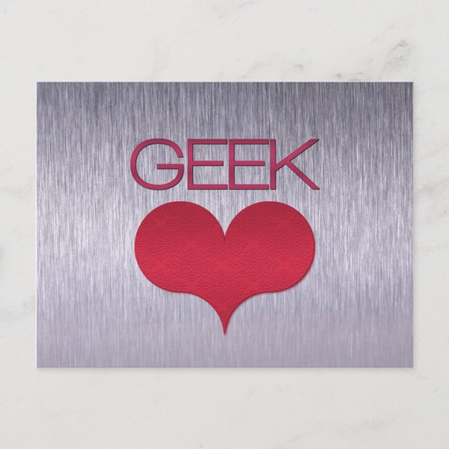 Postal de amor geek (corazón), rosa oscuro (Anverso)
