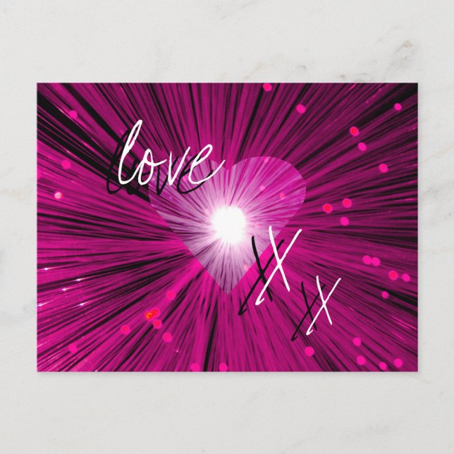 Postal de 'amor y besos' del corazón rosado (Anverso)