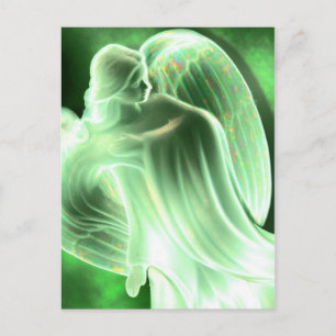 Postal de ángel verde