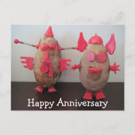 Postal de aniversario feliz de papas espaciales