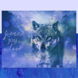 Postal de Año Nuevo de Wolf Peace Joy