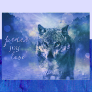 Postal de Año Nuevo de Wolf Peace Joy