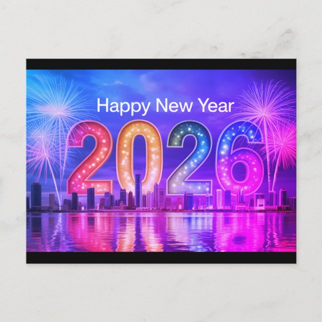 postal de Año Nuevo festivo (Anverso)