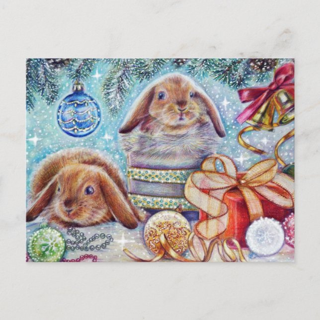 Postal de Año Nuevo/Navidades soviéticos vintage (Anverso)