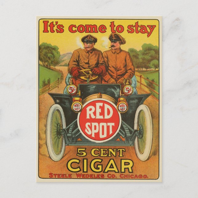 Postal de anuncio de cigarro rojo vintage (Anverso)