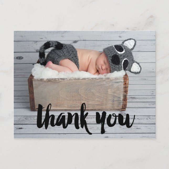 Postal de anuncio de nacimiento de bebé y gracias (Anverso)