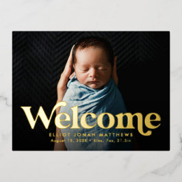 Postal de anuncio de nacimiento de bienvenida retr