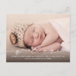 Postal de anuncio de nacimiento fotográfico caligr
