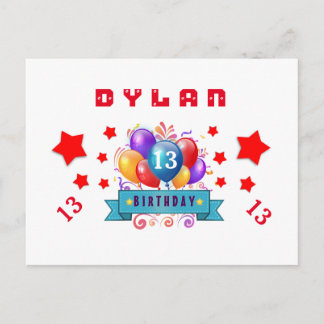 Postal De Anuncios 13.ª fecha de salvamento Globos de cumpleaños y es