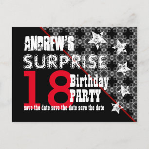 Postal De Anuncios 18º Cumpleaños Sorpresa Guárdala la Fecha Diagonal