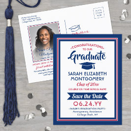 Postal De Anuncios 1 Foto Graduación Rojo Blanco y Azul Guardar la Fe