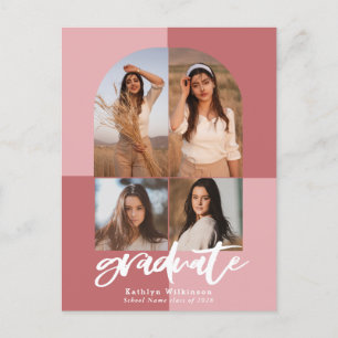 Postal De Anuncios 2022 Modern Script Rosa Arco Rosa 4 Photo Grad