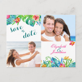 Postal De Anuncios 2 Foto Playa Tropical Floral Ombre Rosa Teal