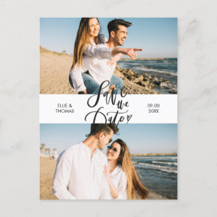 Postal De Anuncios 2 Photo Elegant Modern Script Guardar la fecha