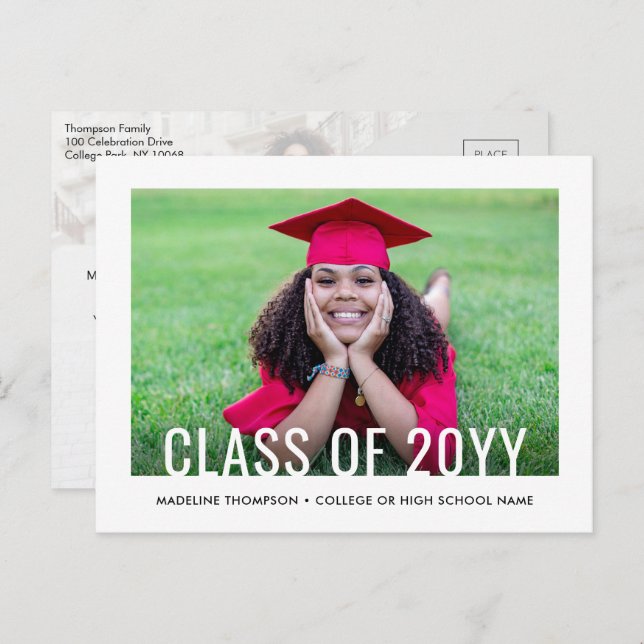 Postal De Anuncios 2 Photo Simple Modern Bold Class Year Graduation (Anverso / Reverso)