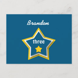 Postal De Anuncios 3.ᵉʳ cumpleaños con estrellas estratificadas AZUL