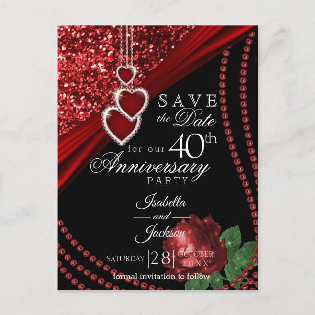 Postal De Anuncios 40° Aniversario del Rosa y Purpurina Rojo - Salven (Anverso)