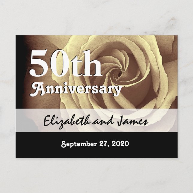 Postal De Anuncios 50° Aniversario Boda Rosa de Oro elegante A017 (Anverso)