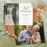 Postal De Anuncios 50° Aniversario del Boda 2 Foto Guardar la fecha<br><div class="desc">Personaliza con tu foto boda favorita y tus detalles especiales de la celebración del 50° aniversario del boda dorado en la tipografía de oro de moda. En el reverso aparece una segunda foto especial. Diseñado por Thisisnotme©</div>