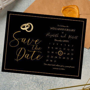 Postal De Anuncios 50° Aniversario Elegente Guardar el Calendario de 