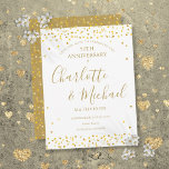Postal De Anuncios 50 Aniversario Guardar el guión de los corazones d<br><div class="desc">Con delicados corazones de amor dorados,  confetti y nombres de firma de guiones. Personalice con sus cincuenta años especiales de oro guardar la información de fecha en letras de oro de moda. Diseñado por Thisisnotme©</div>