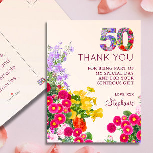 Postal De Anuncios 50 años floral moderna fiesta de 50 años