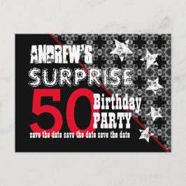 Postal De Anuncios 50 Cumpleaños Sorpresa Guarde la Fecha Diagonal W7