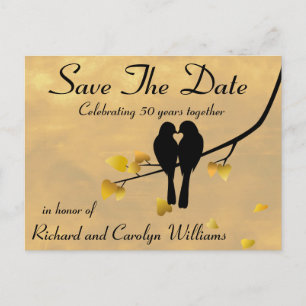 Postal De Anuncios 50.o Los Lovebirds del aniversario ahorran la