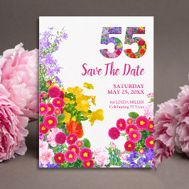 Postal De Anuncios 55 años Floral Modern Save The Date