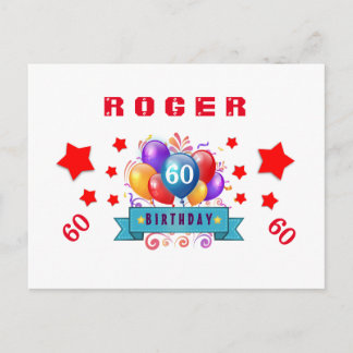 Postal De Anuncios 60º Cumpleaños Globos y Estrellas del Día de Salva